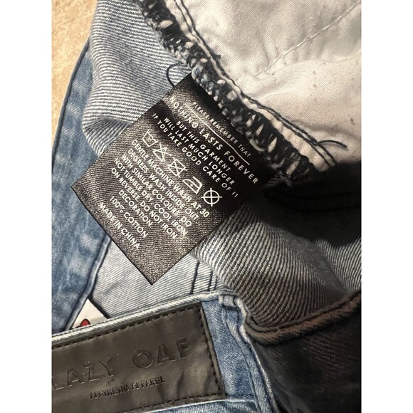 Hello Kitty Jeans Womens 28 Lazy Oaf Sanrio Blue Denim AOP Pants Apathetic Appar - Picture 7 of 13